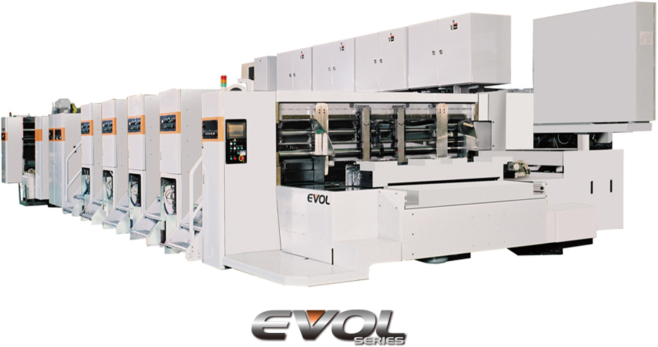 Photograph of the latest EVOL box making machine