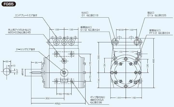 FG65の寸法図