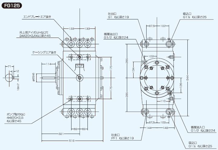 FG125の寸法図