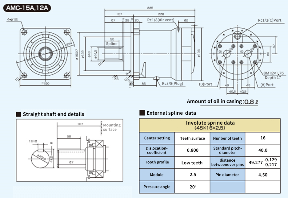 Dimensional Drawing of AMC-15A and 12A